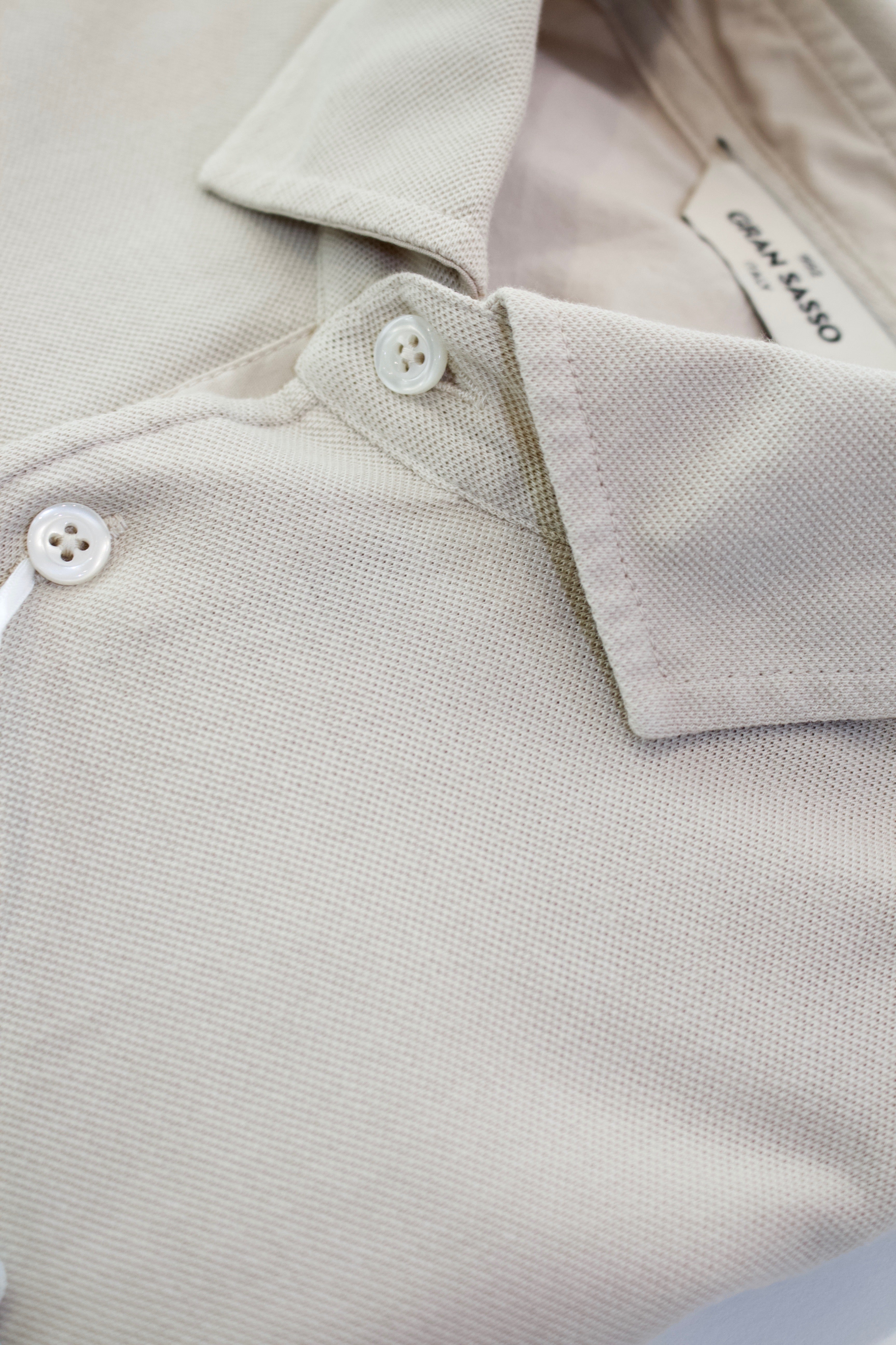 Gran Sasso Long Sleeve Piquet Polo , Cream