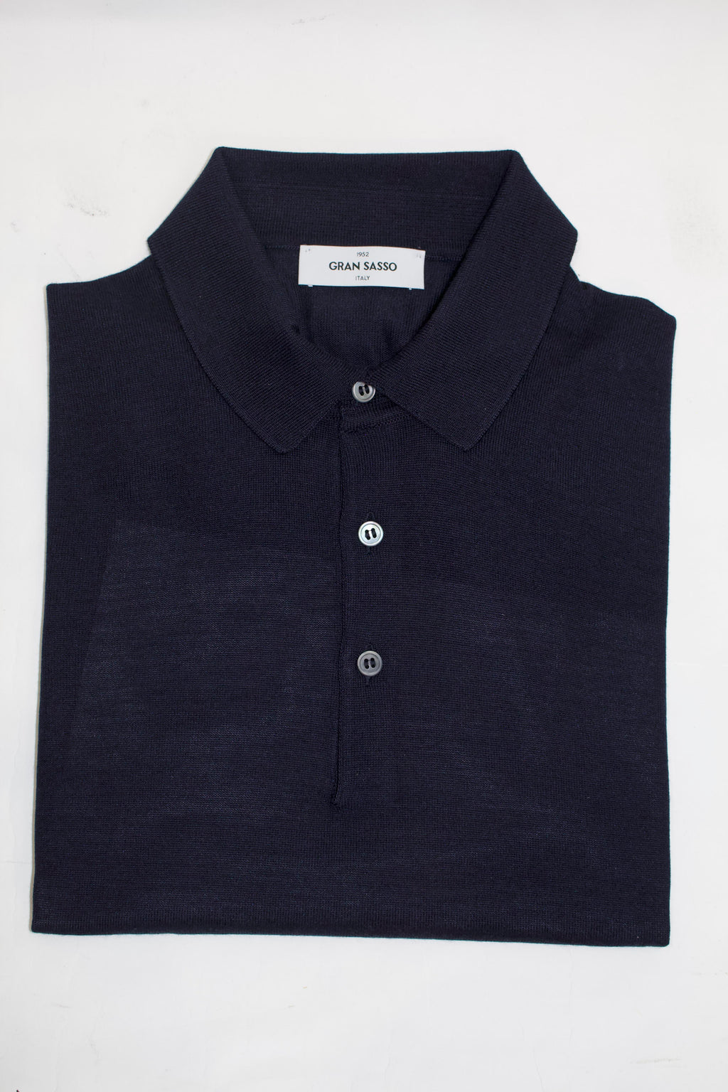 Gran Sasso Wool Silk Polo Shirt, Midnight Blue