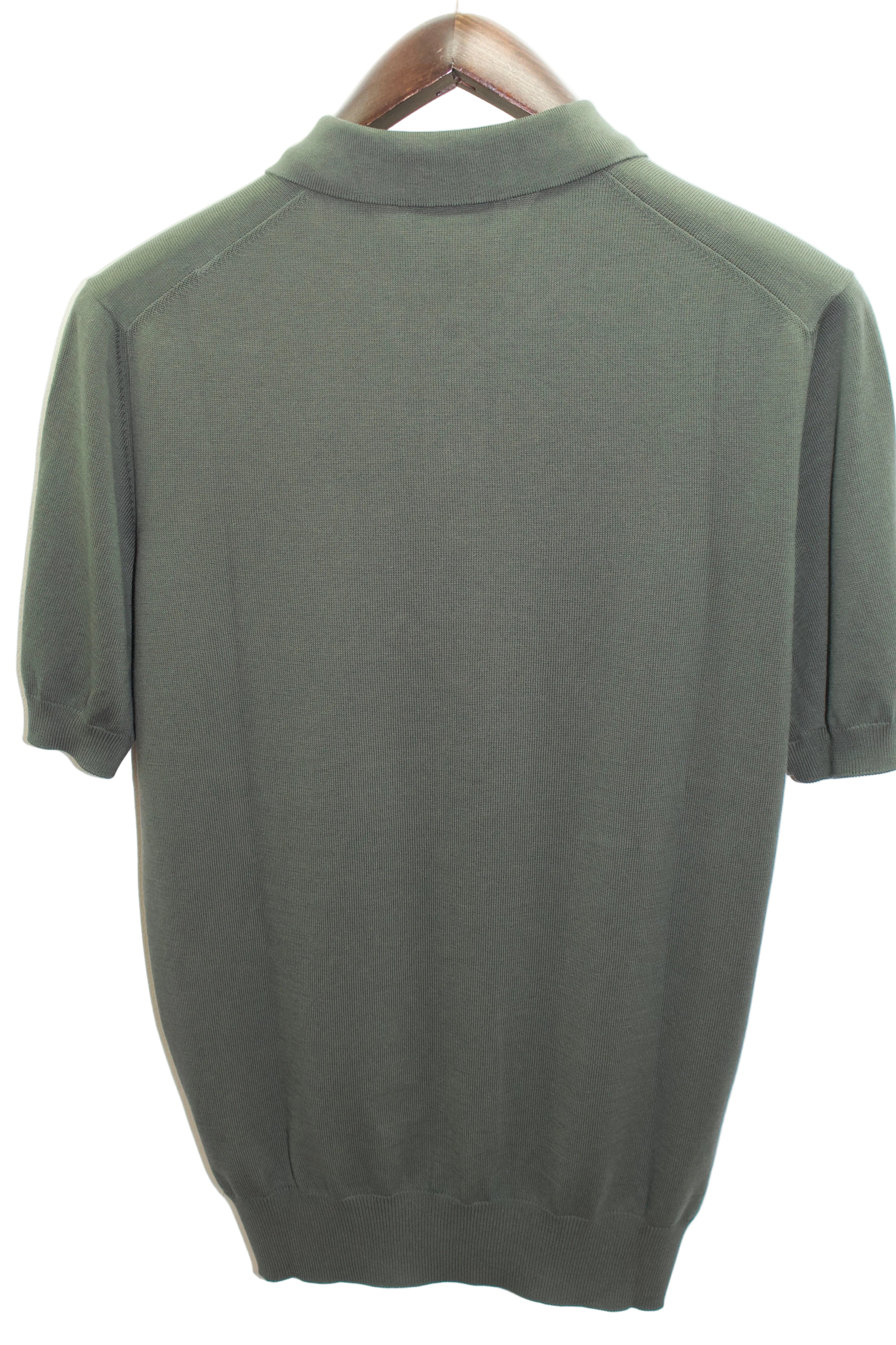 Gran Sasso Olive Short sleeve Knitted Polo Shirt