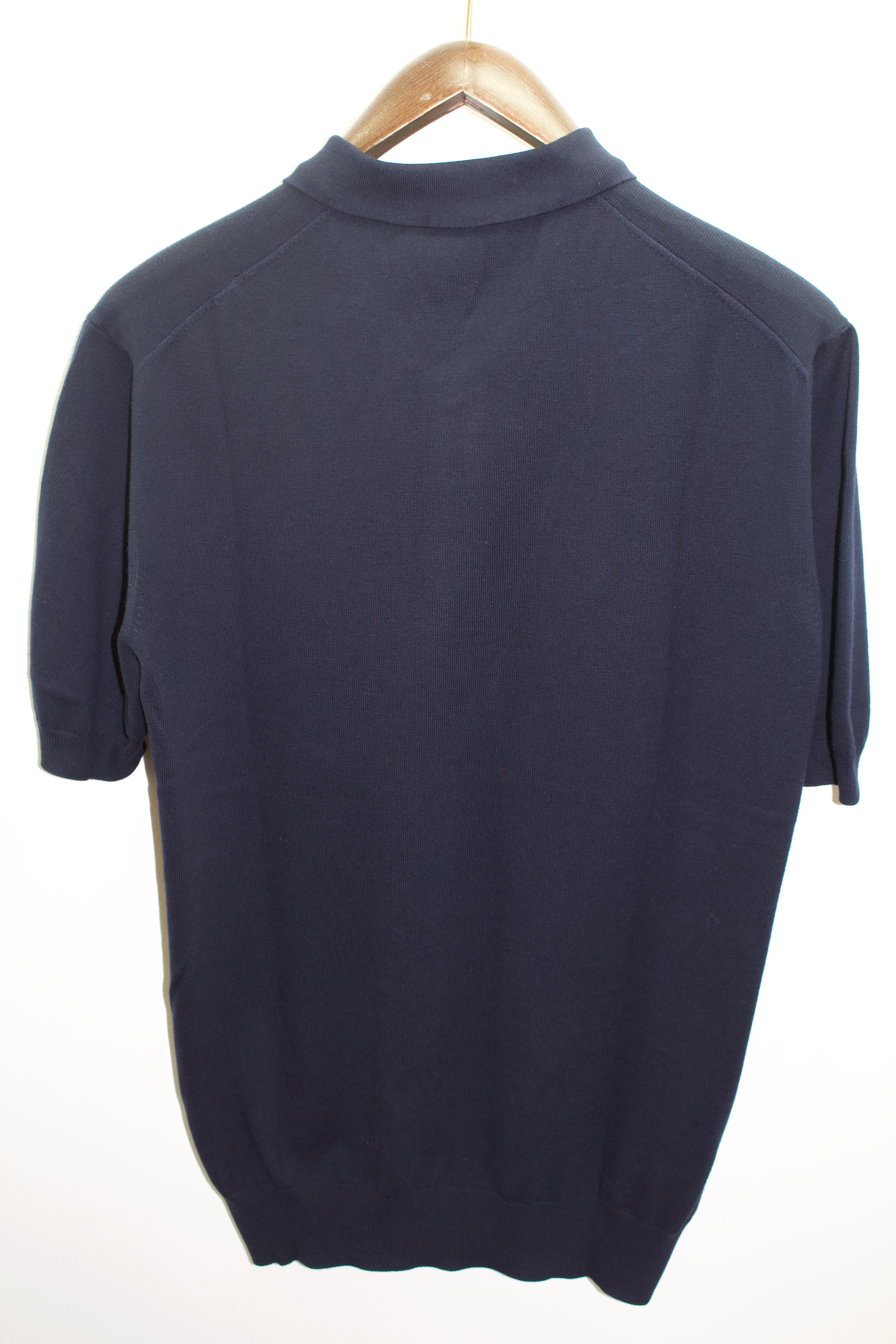 Gran Sasso Navy Short sleeve Knitted Polo Shirt