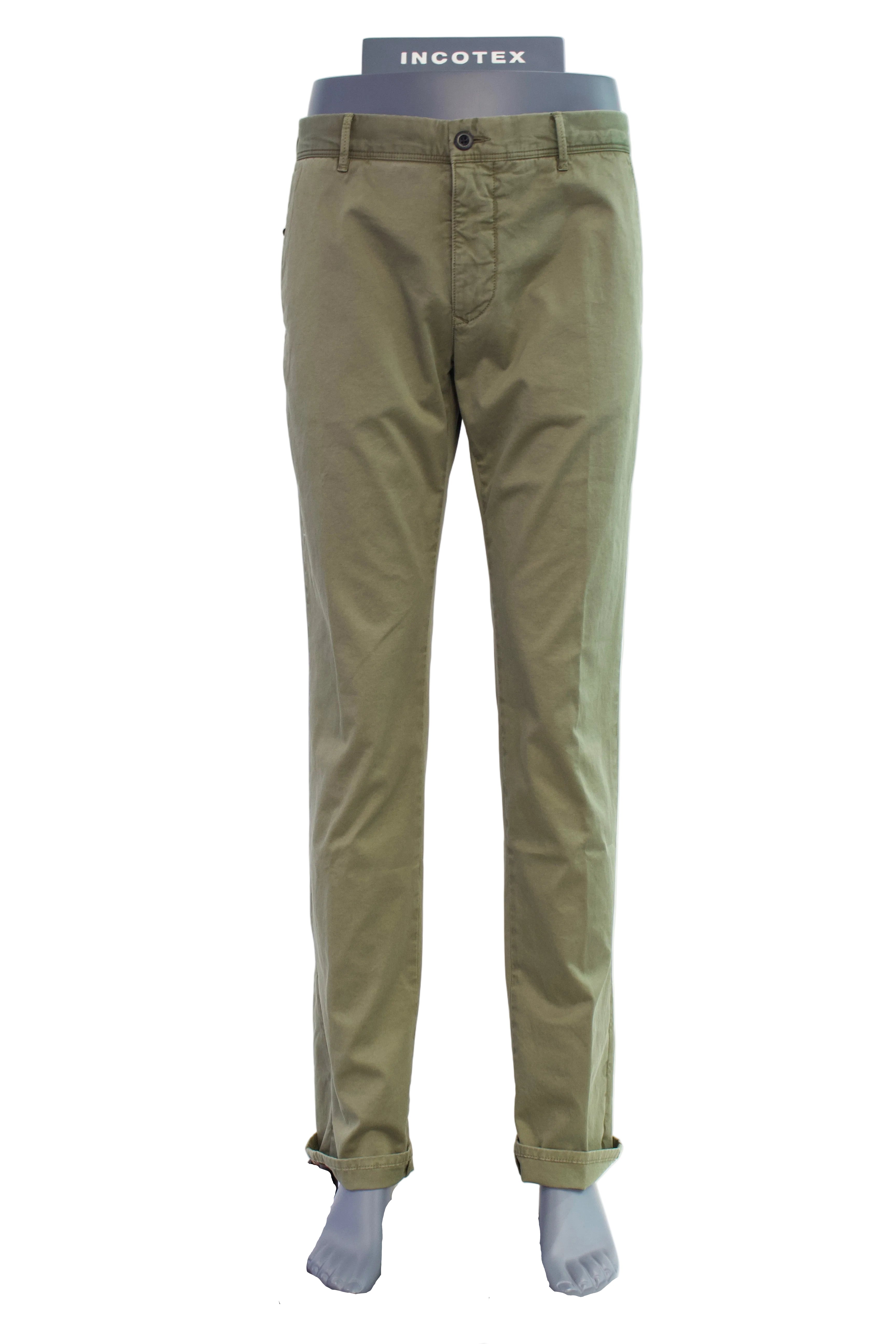 Slowear Incotex Slim Fit Stretch Cotton Trousers, Olive Green