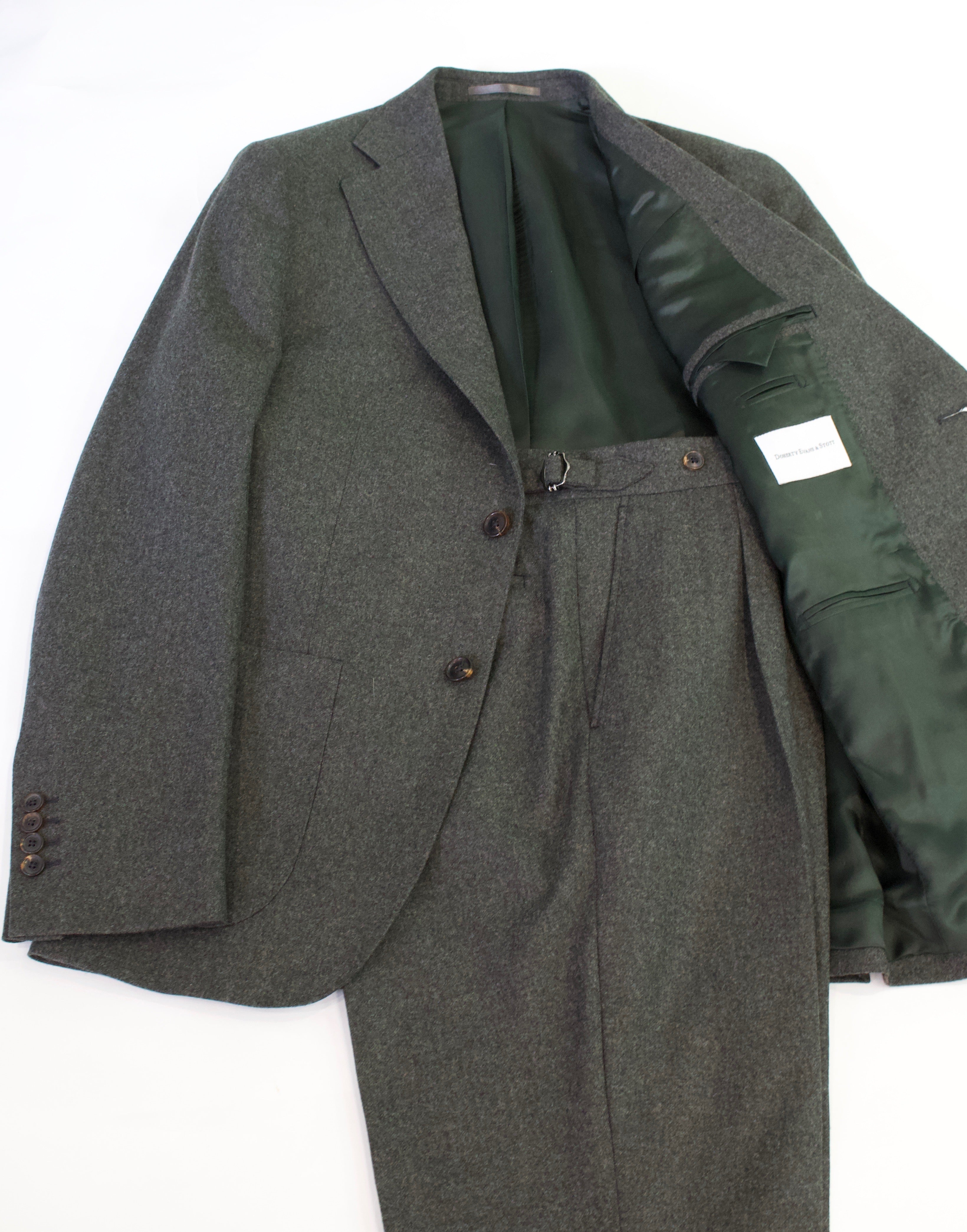Italian Wool Three Piece Suit, Olive