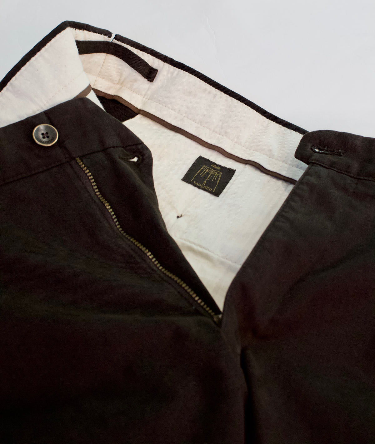 Incotex Pleated Brushed Cotton Trousers, Dark Brown