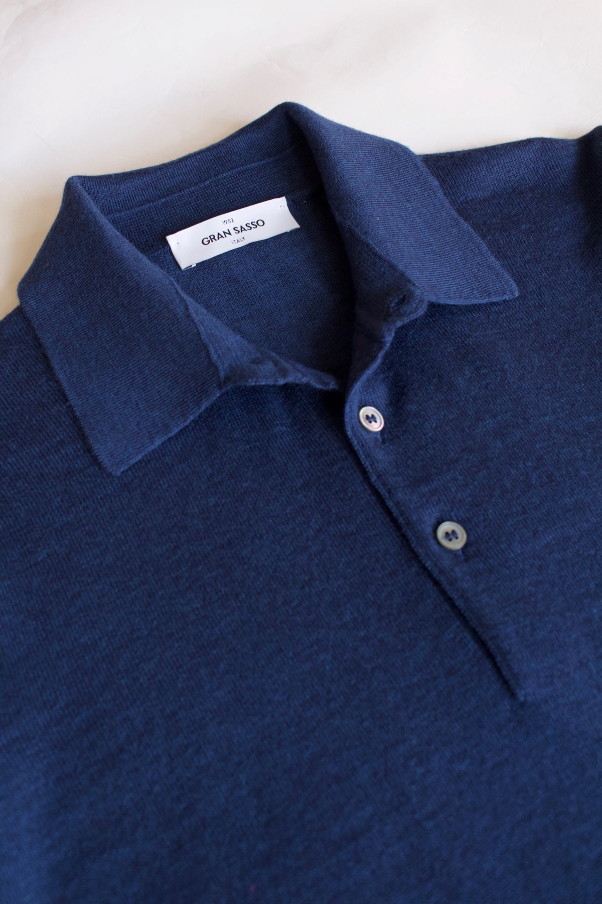 Gran Sasso Virgin Wool Polo Shirt, Dark Blue