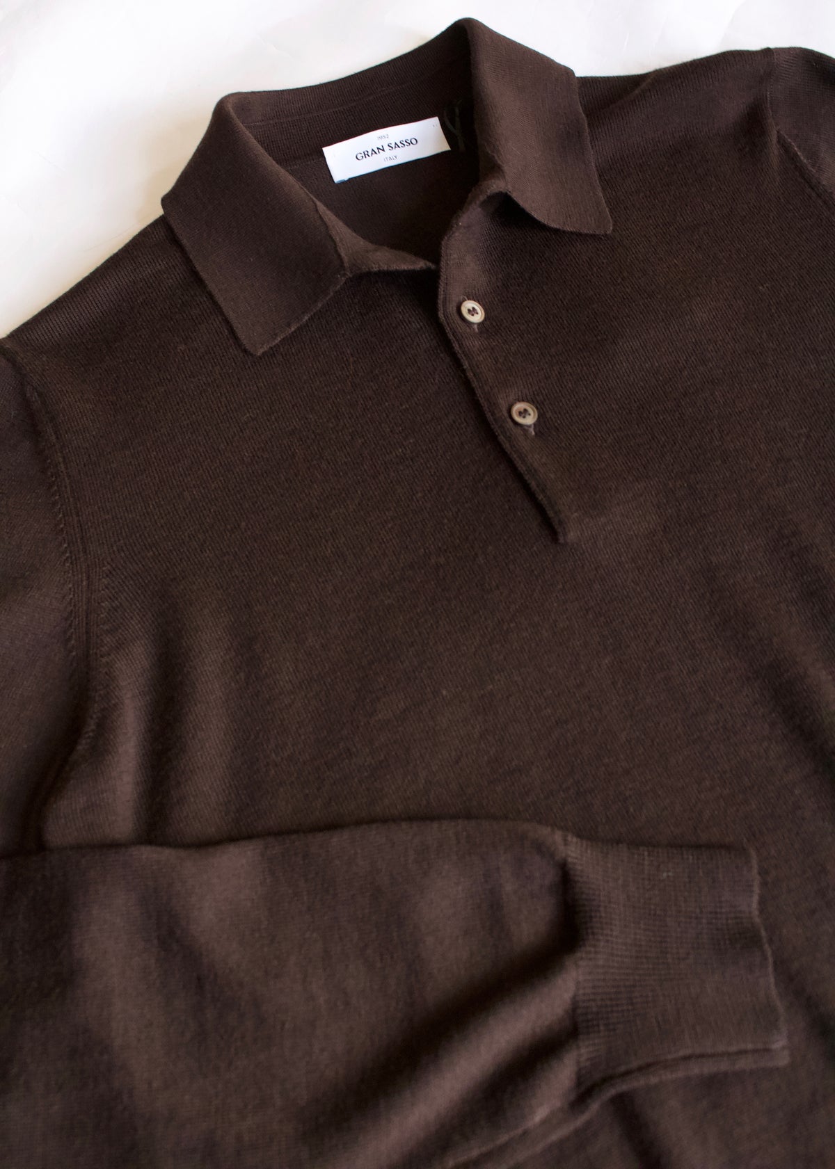 Gran Sasso Virgin Wool Polo Shirt, Chocolate