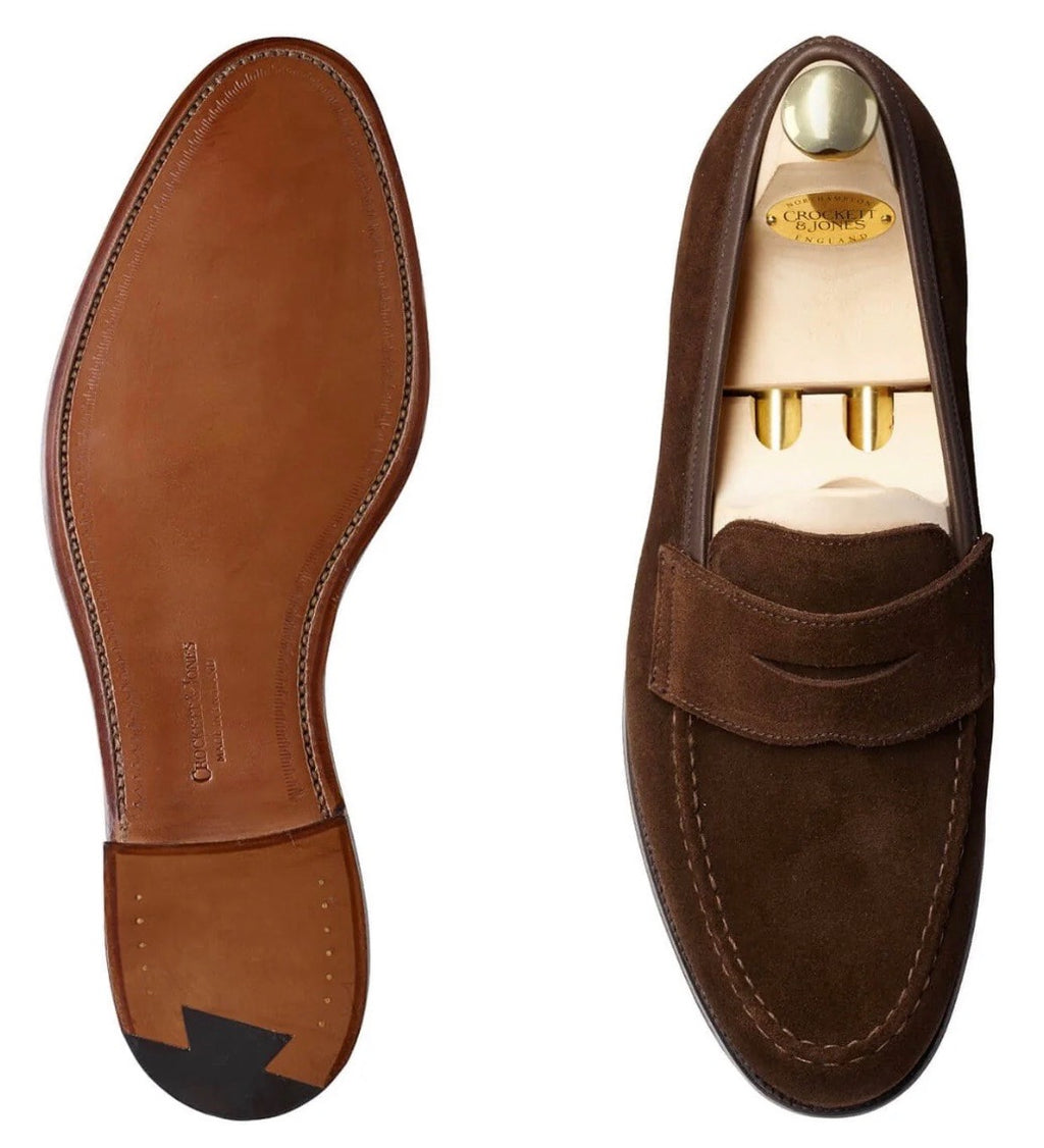 Crockett & Jones Boston Penny Loafer, Brown Suede
