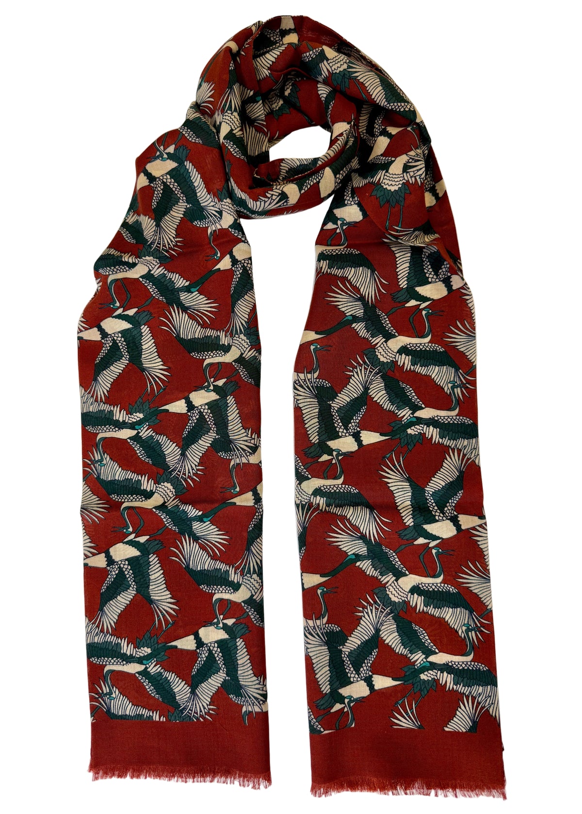 Scarf with bird pattern on a white background