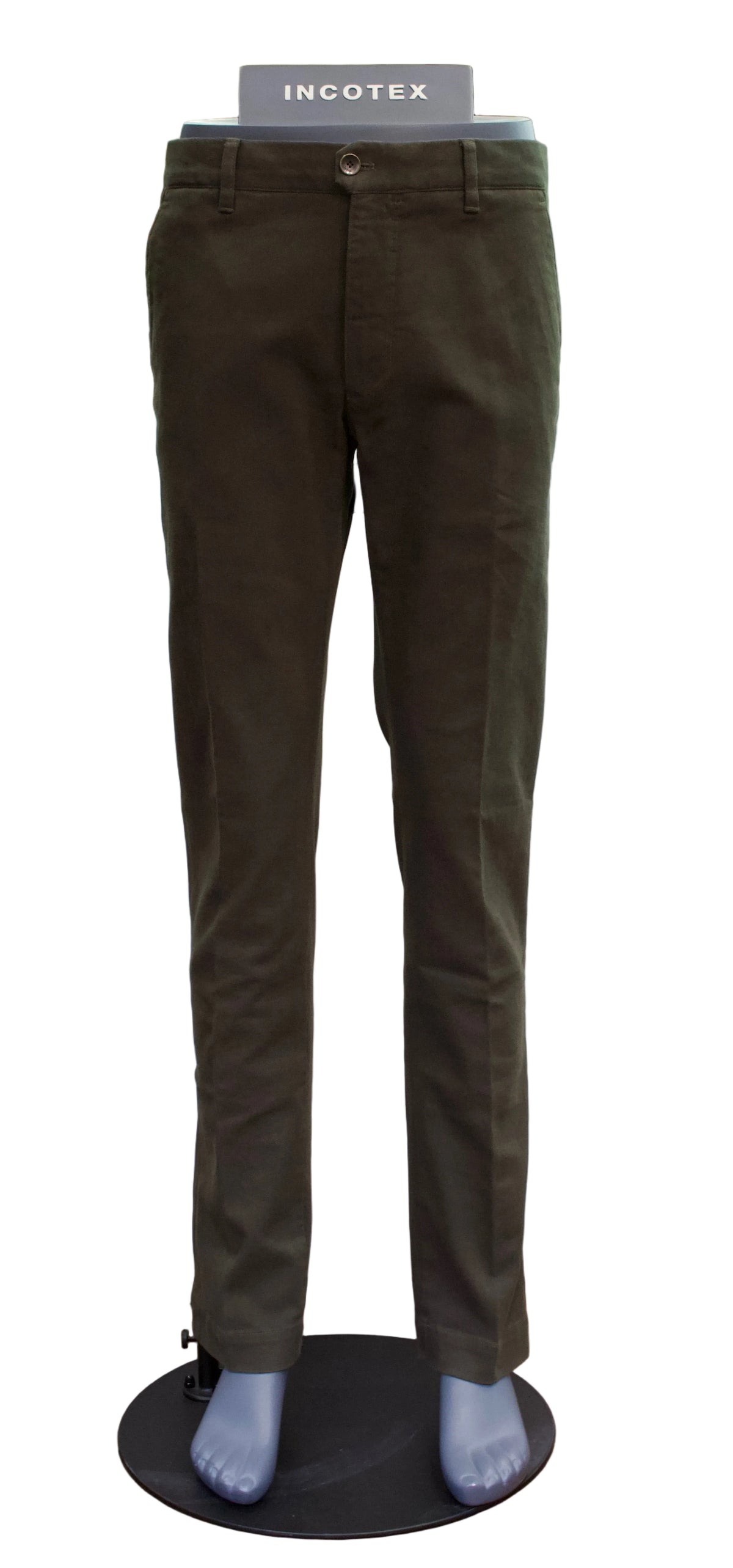 Incotex Slim Fit Cotton Twill Trousers, Olive
