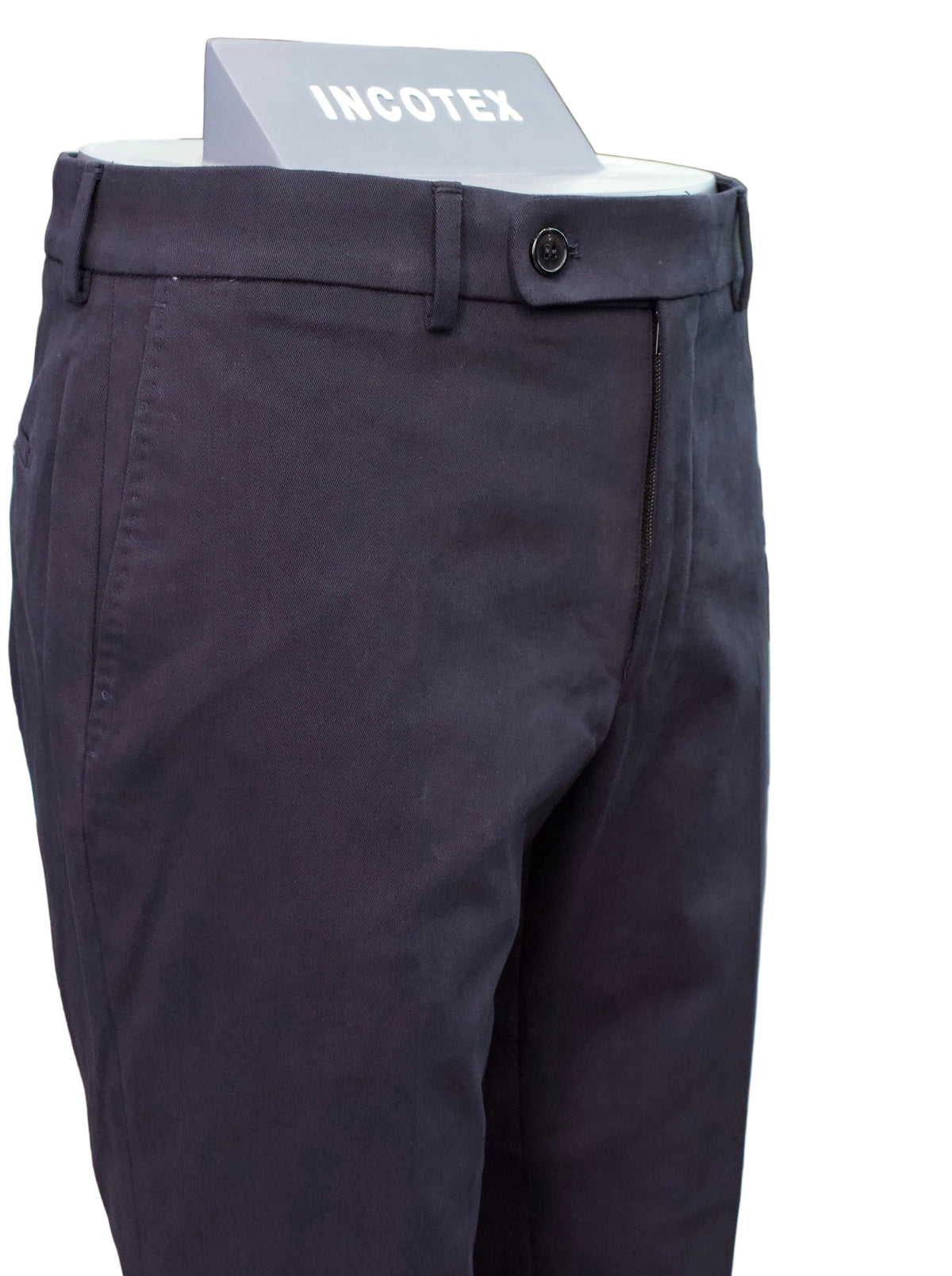 Incotex Tapered Fit Brushed Cotton Trouser, Navy4
