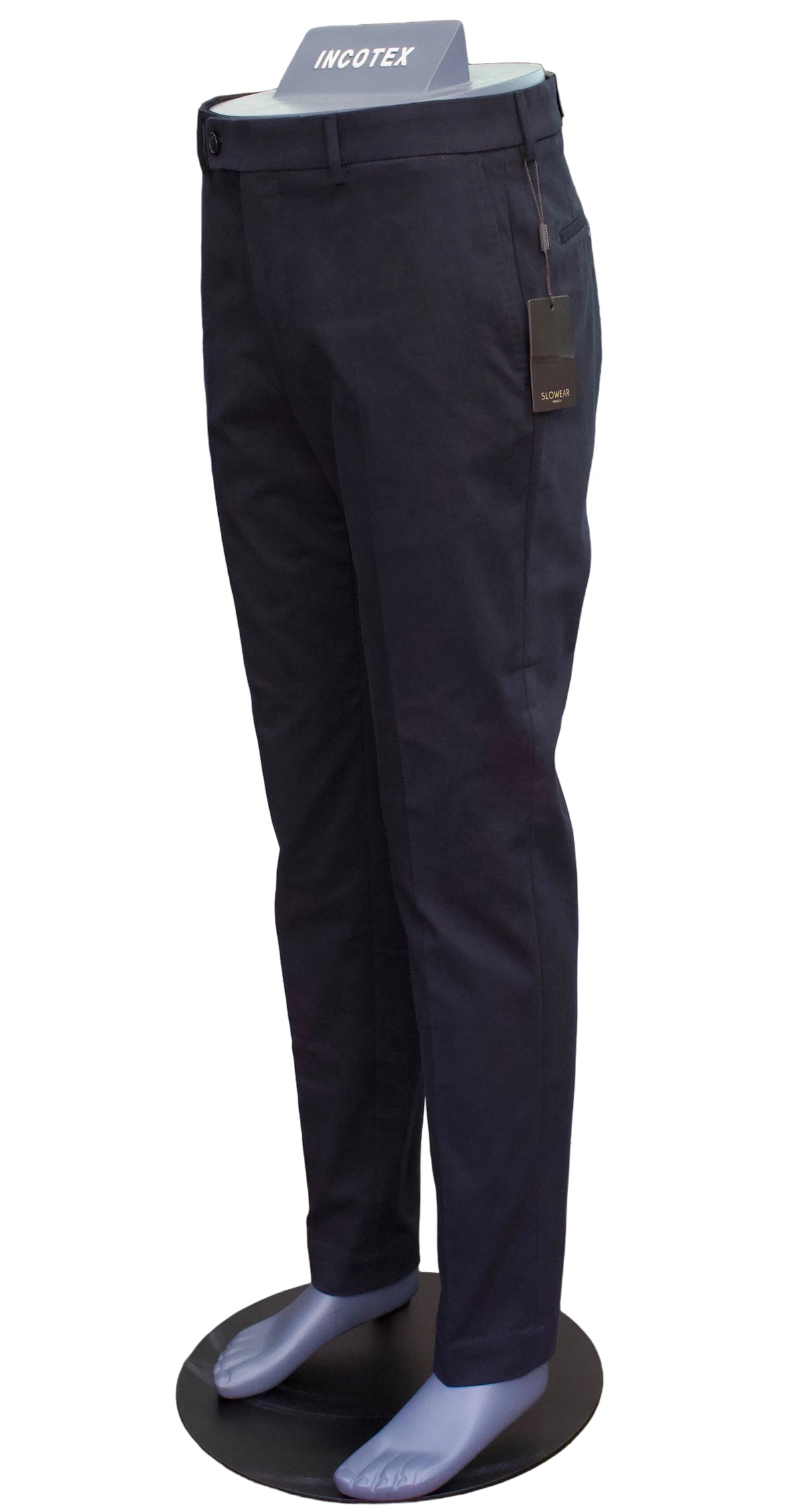 Incotex Tapered Fit Brushed Cotton Trouser, Navy 2