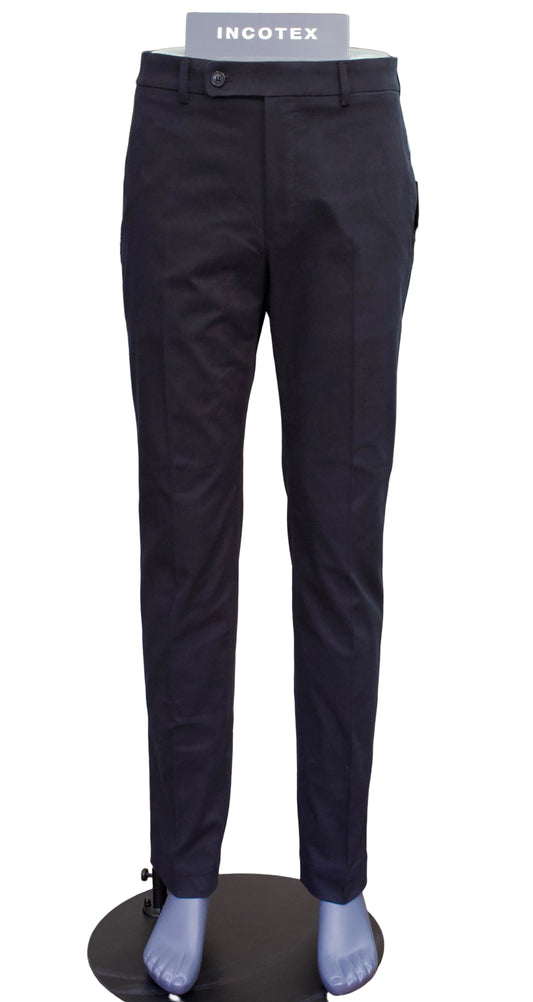Incotex Tapered Fit Cotton Trouser, Navy 