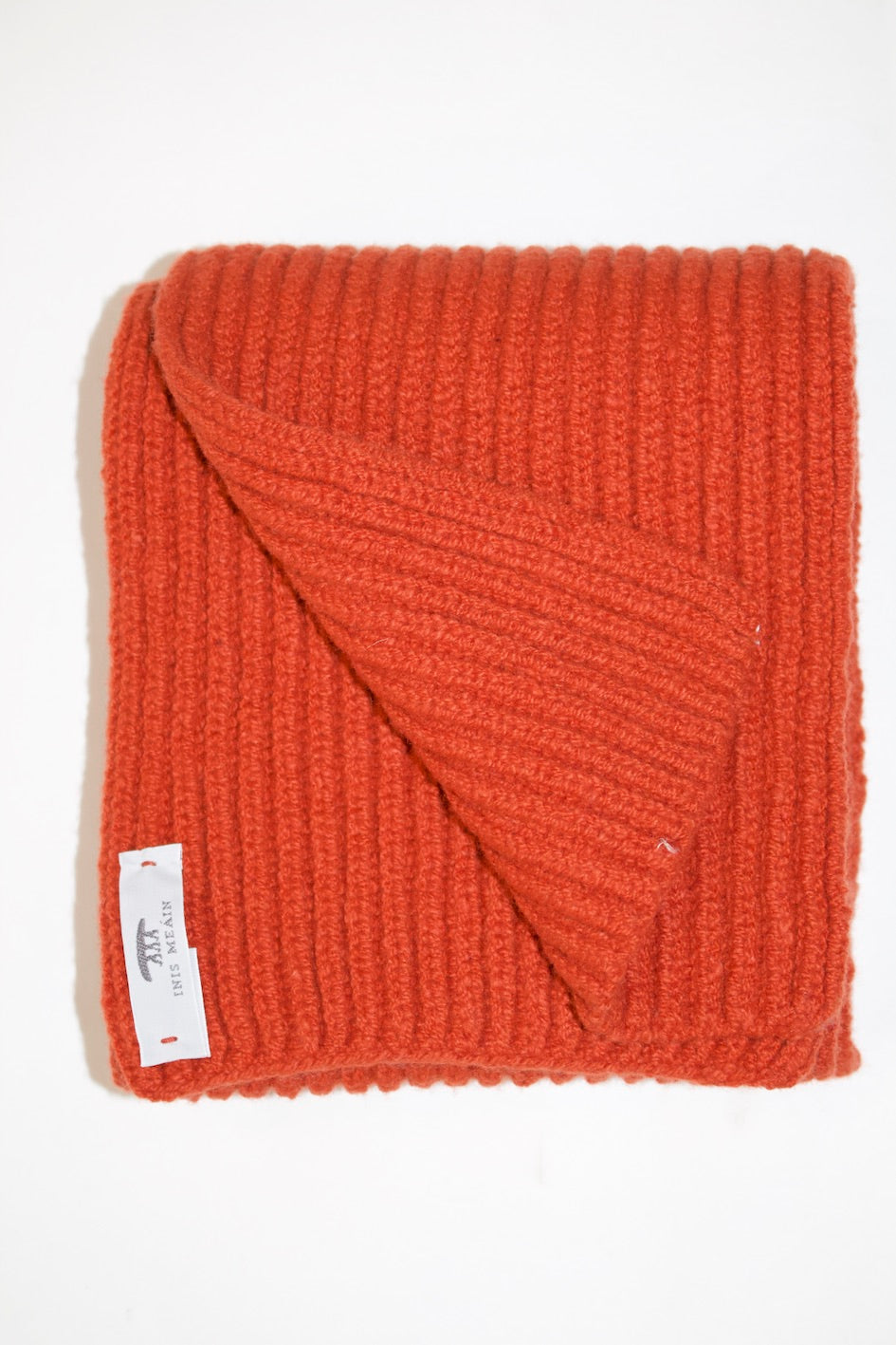 Inis Meain Cashmere /Wool Ribbed Scarf (Burnt Orange)