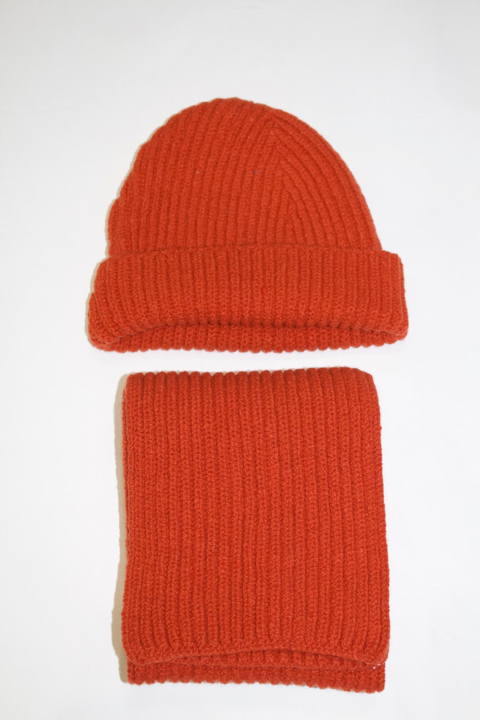 Inis Meain Cashmere /Wool Ribbed Scarf (Burnt Orange)