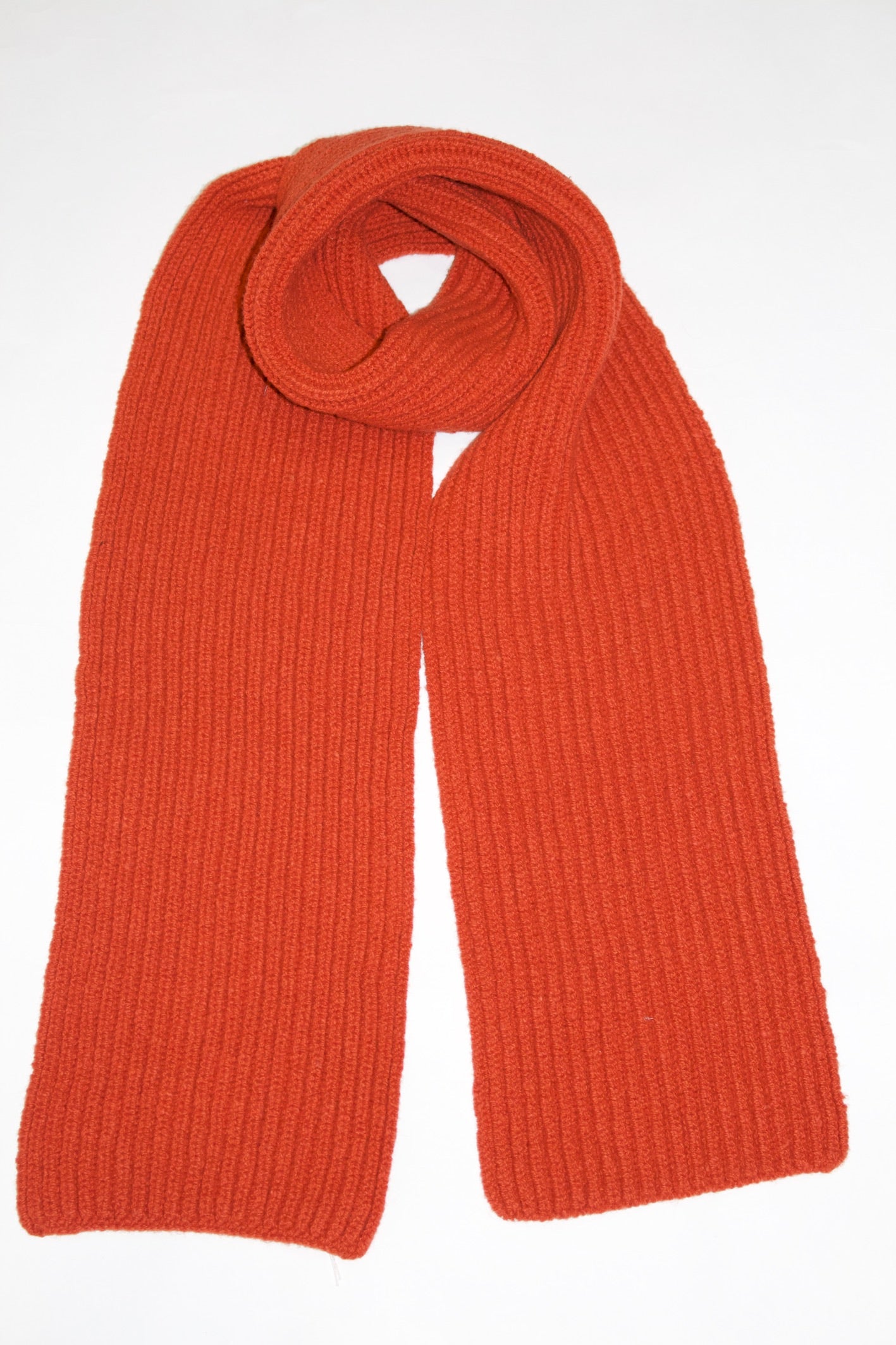Inis Meain Cashmere /Wool Ribbed Scarf (Burnt Orange)