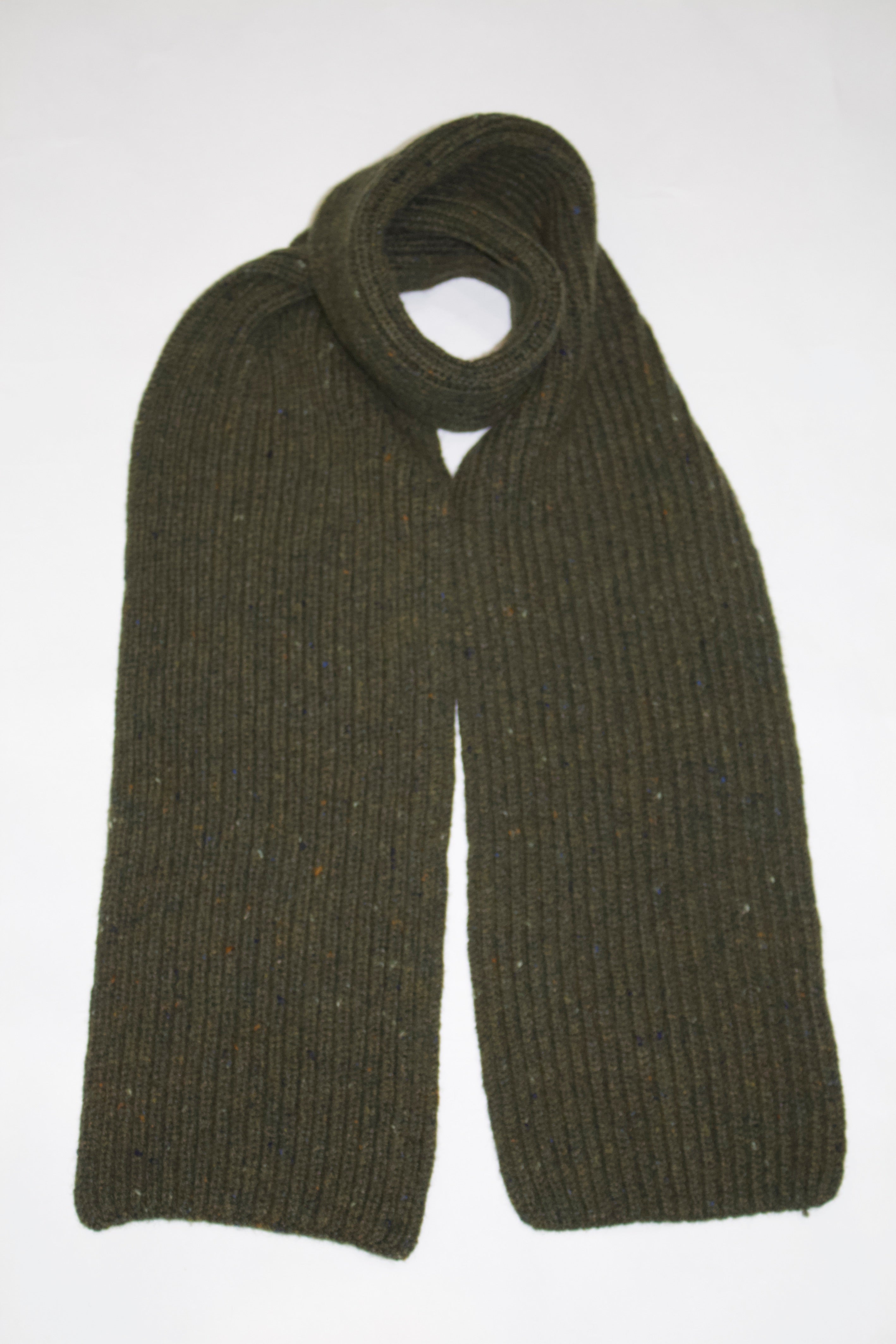 Inis Meain Cashmere /Wool Ribbed Scarf (Loden)