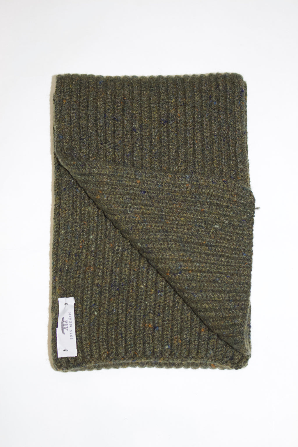 Inis Meain Cashmere /Wool Ribbed Scarf (Loden)