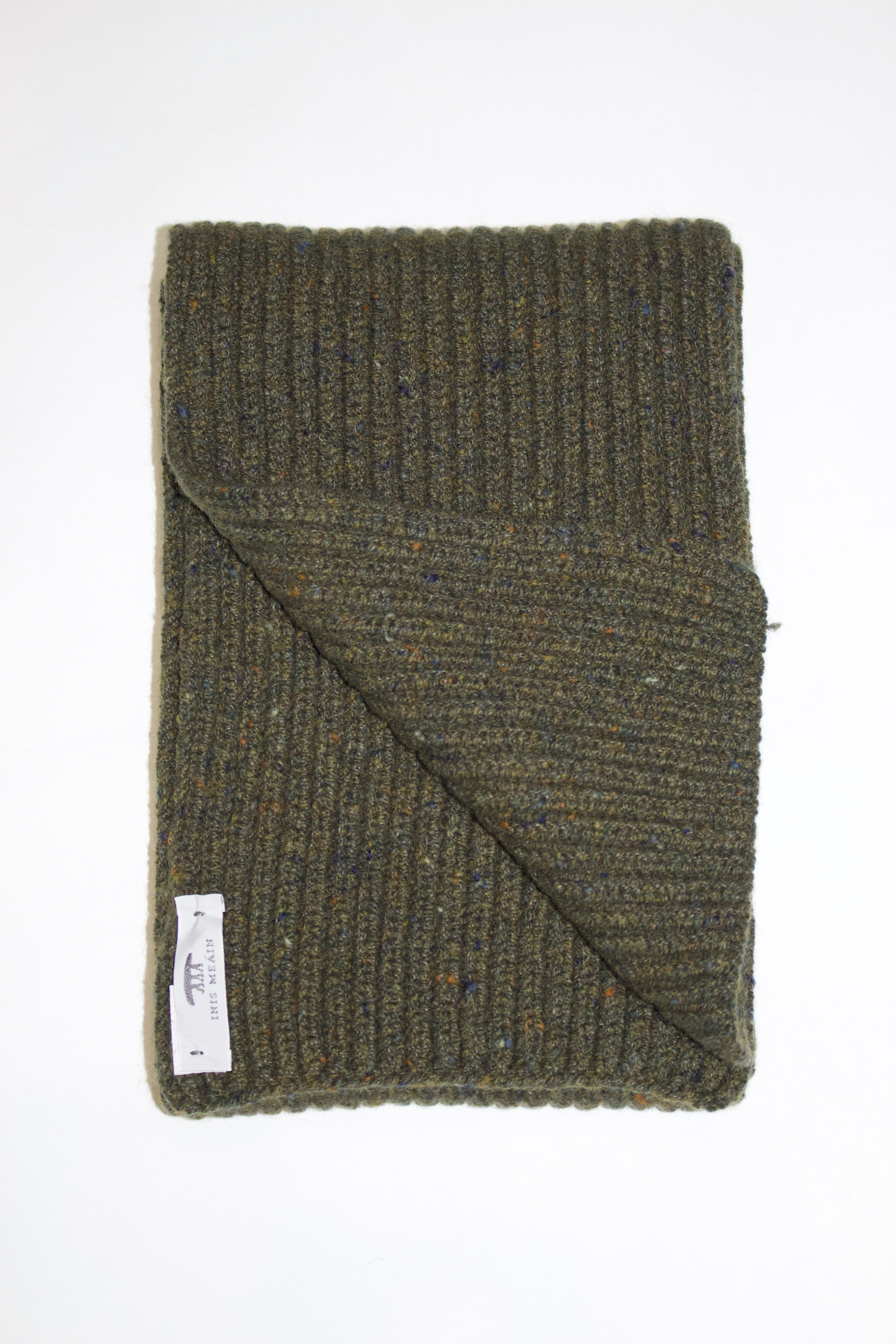 Inis Meain Cashmere /Wool Ribbed Scarf (Loden)