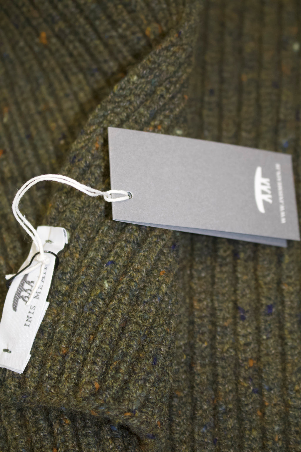 Inis Meain Cashmere /Wool Ribbed Scarf (Loden)