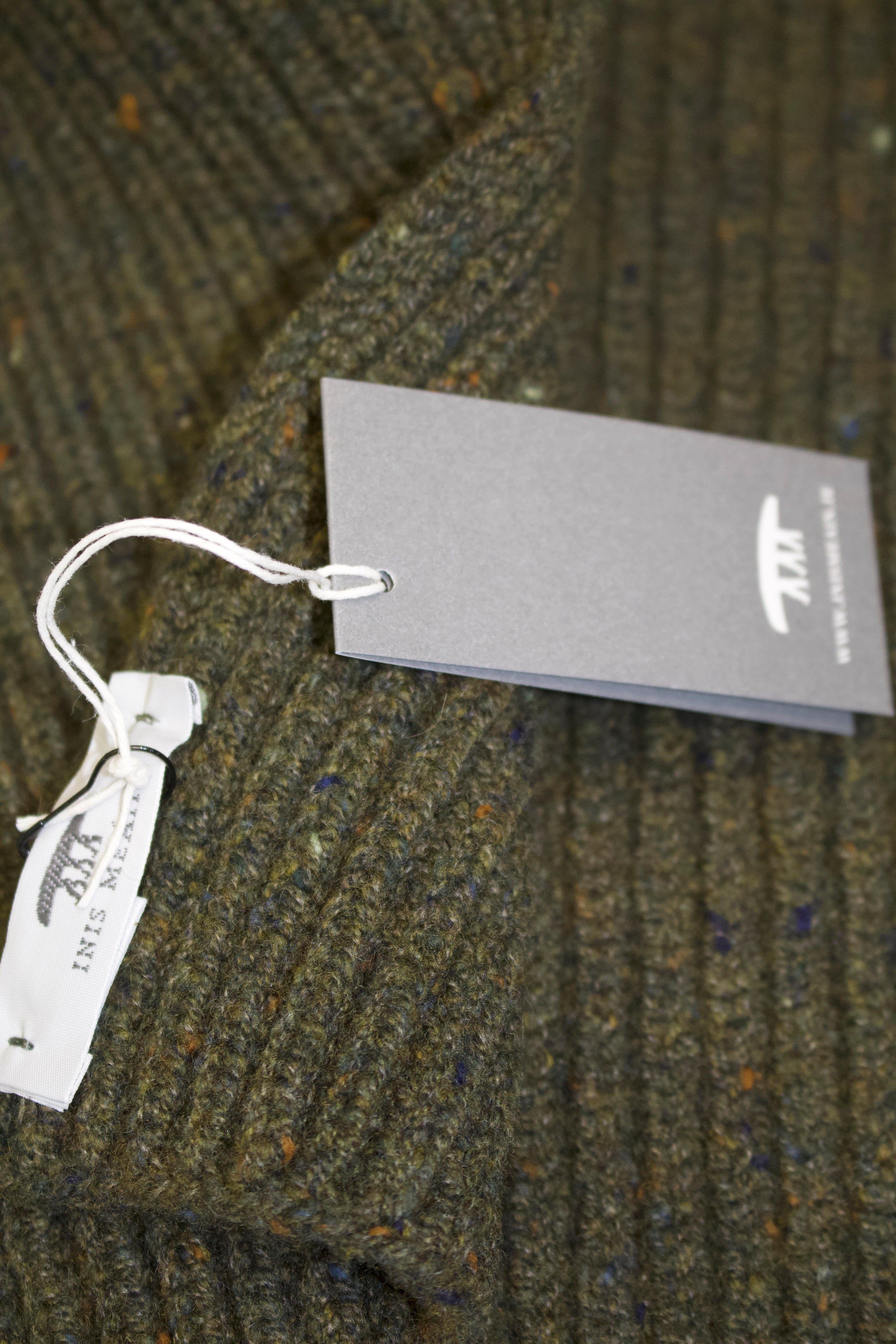 Inis Meain Cashmere /Wool Ribbed Scarf (Loden)