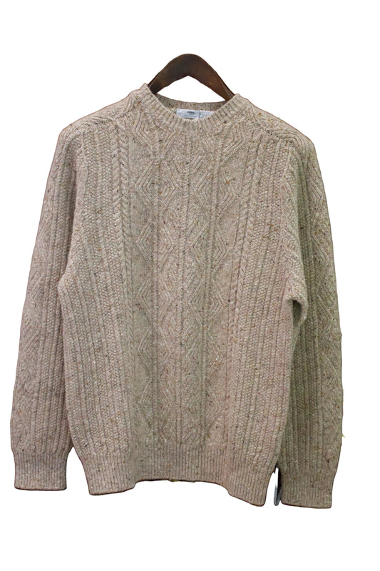 Inis Meain Cable Knitwear in a Natural colour with a Donegal Fleck