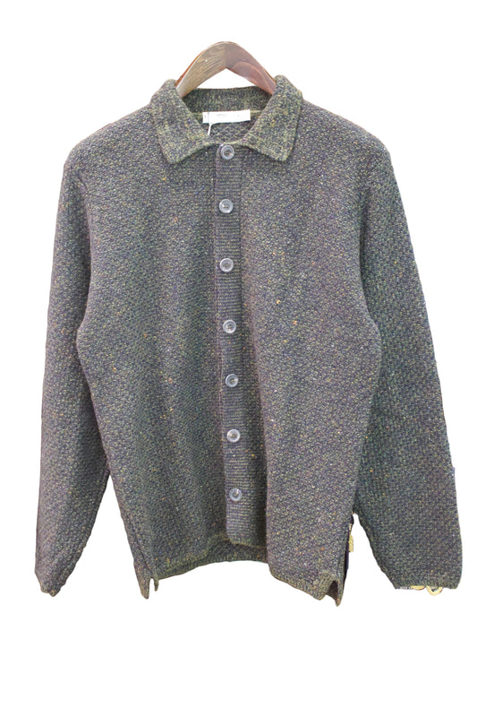Inis Meain Cashmere blend  Breiden Shirt Jacket in Olive Donegal fleck