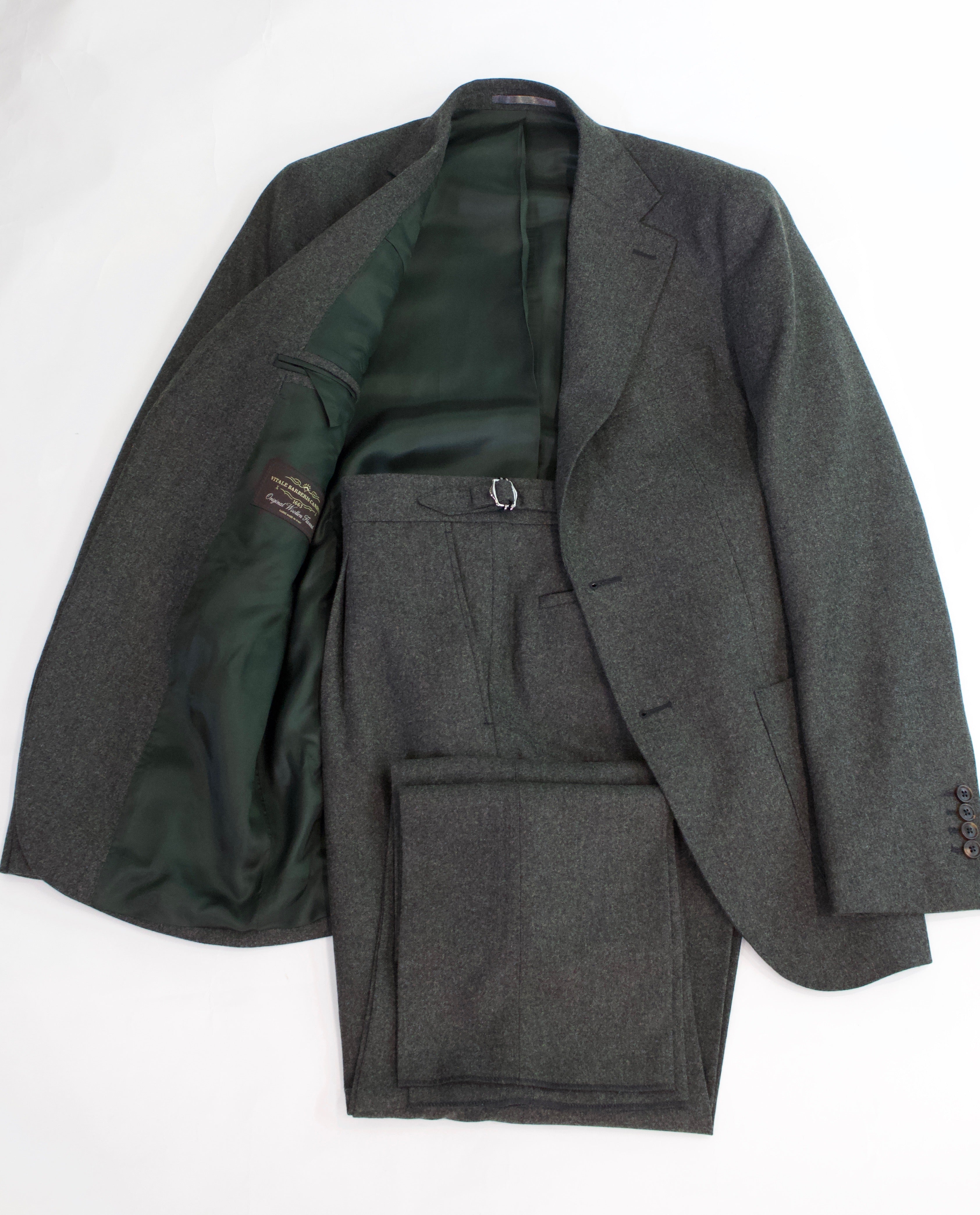 Italian Wool Flannel Three PIece Suit, Olive5