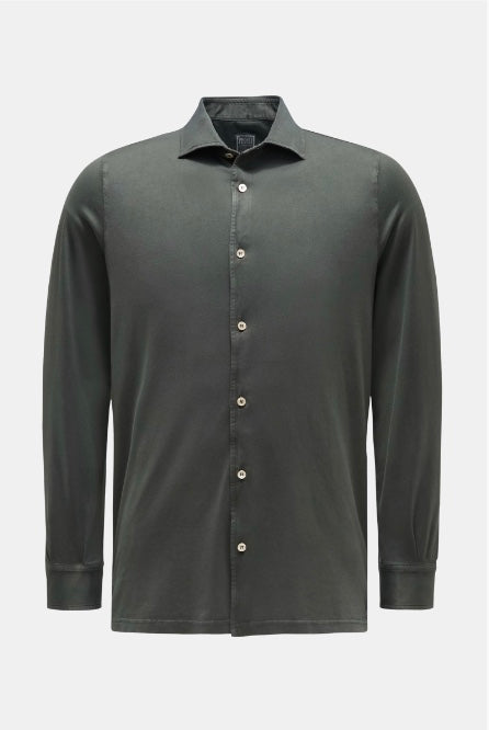 Fedeli 'Jason' Giza Cotton Jersey Shirt, Dark Olive