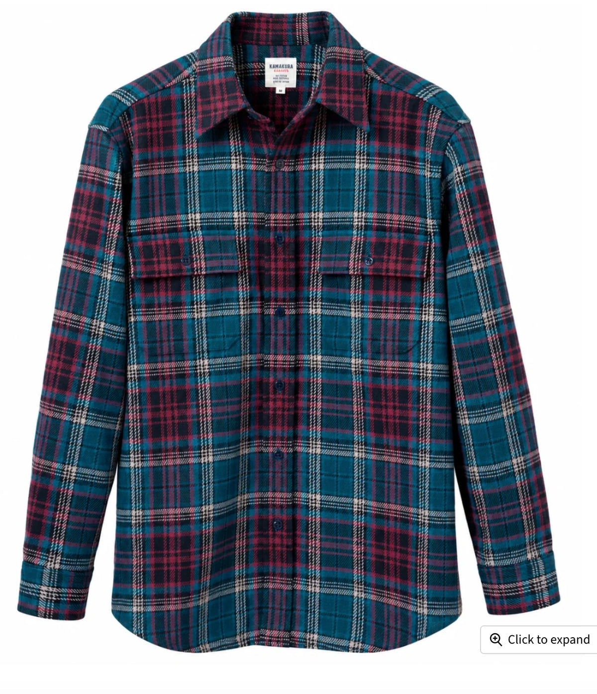 Kamakura CPO Heavy Twill Cotton Over Shirt, Dark Blue Check