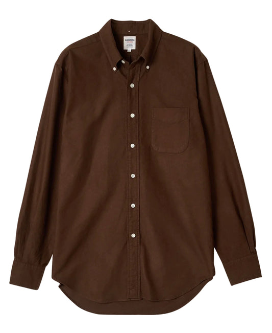 Kamakura Vintage Ivy Brushed Cotton BD Shirt, Brown