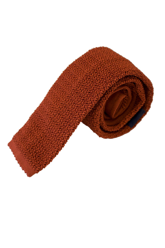 Knitted Silk Tie (Burnt Orange)