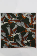 Load image into Gallery viewer, Limited Edition of Six Crane Print Wool-Silk Pocket Square( Green)
