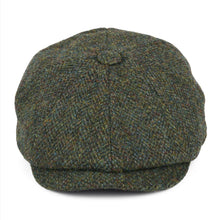 Load image into Gallery viewer, Harris Tweed Baker boy 8 panel Cap, Green Herringbone
