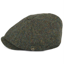 Load image into Gallery viewer, Harris Tweed Baker boy 8 panel Cap, Green Herringbone

