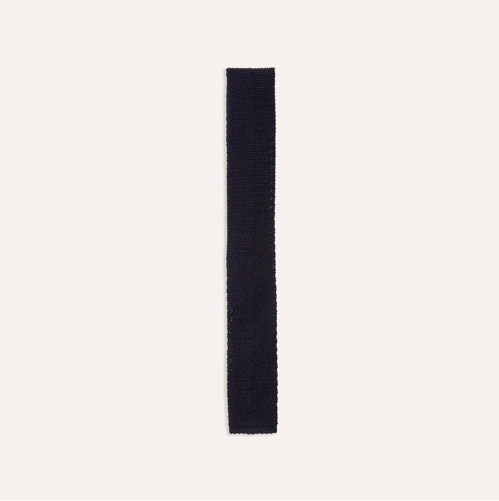 Navy Knitted Silk Solid Colour Tie