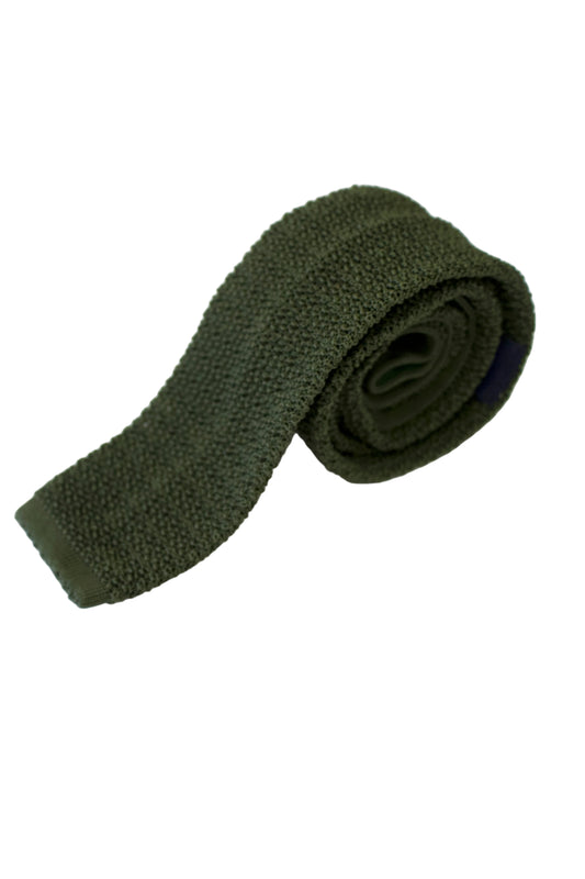 Knitted Silk Tie (Olive)