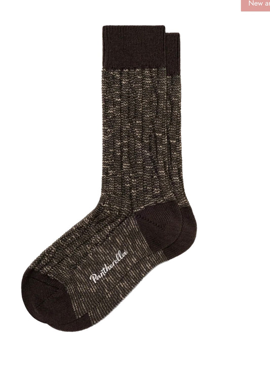 Pantherella Cromford,Brown Melange Merino Wool Socks
