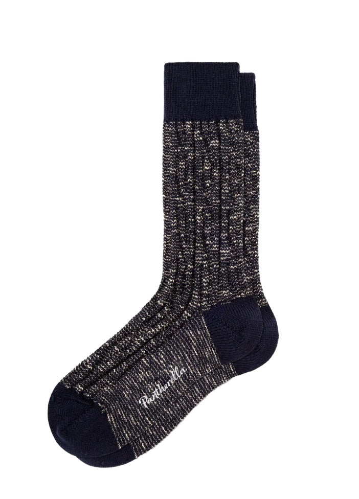 Pantherella Cromford,Navy Melange Merino Wool Socks