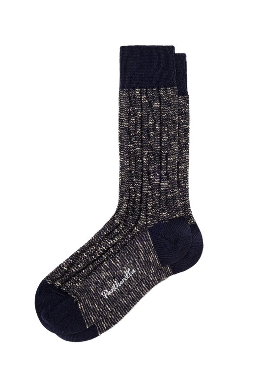 Pantherella Cromford,Navy Melange Merino Wool Socks