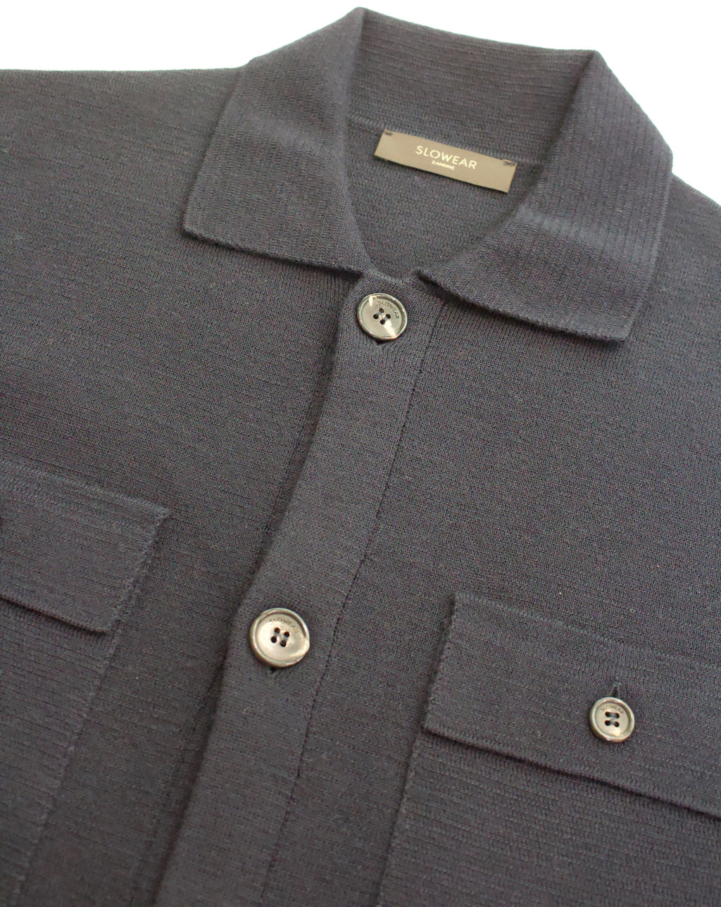Slowear Four Pocket Virgin Wool Overshirt, Navy 4