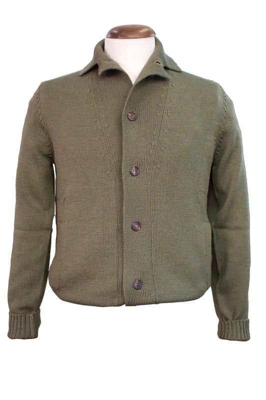 Slowear Knitted Olive Bomber Jacket