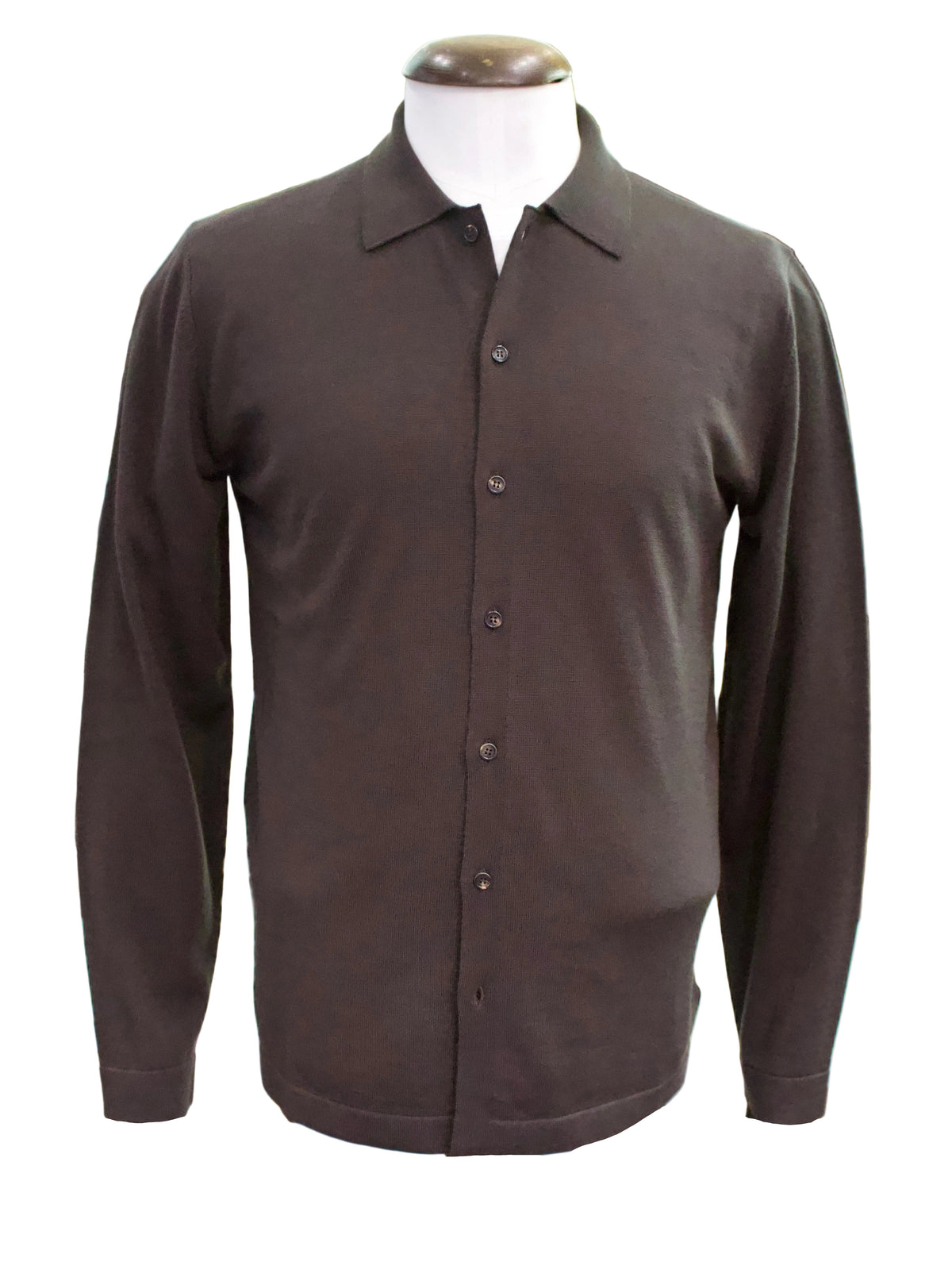 Slowear Knitted Virgin Wool Shirt, Chocolate Brown 