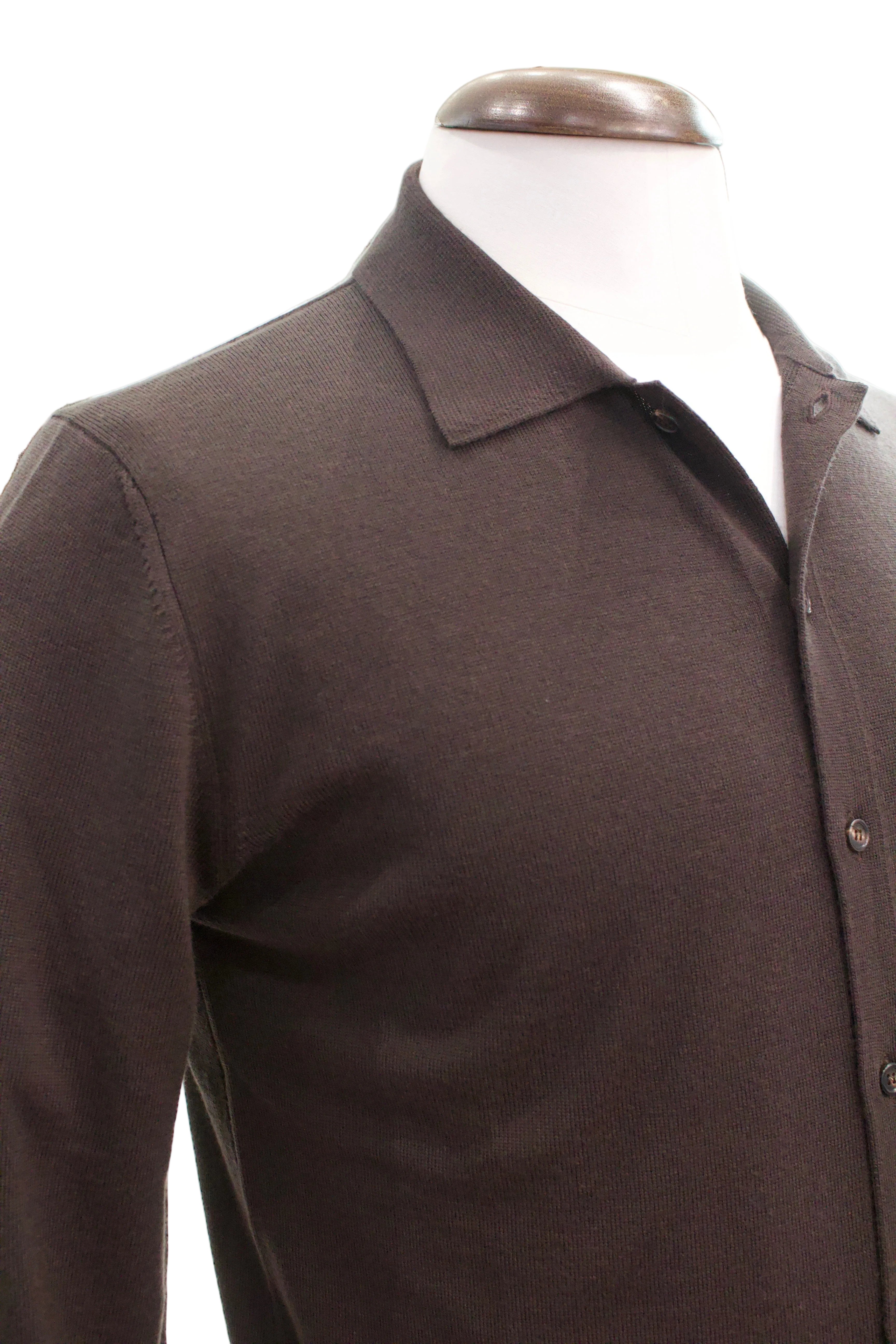 Slowear Knitted Virgin Wool Shirt, Chocolate Brown 2