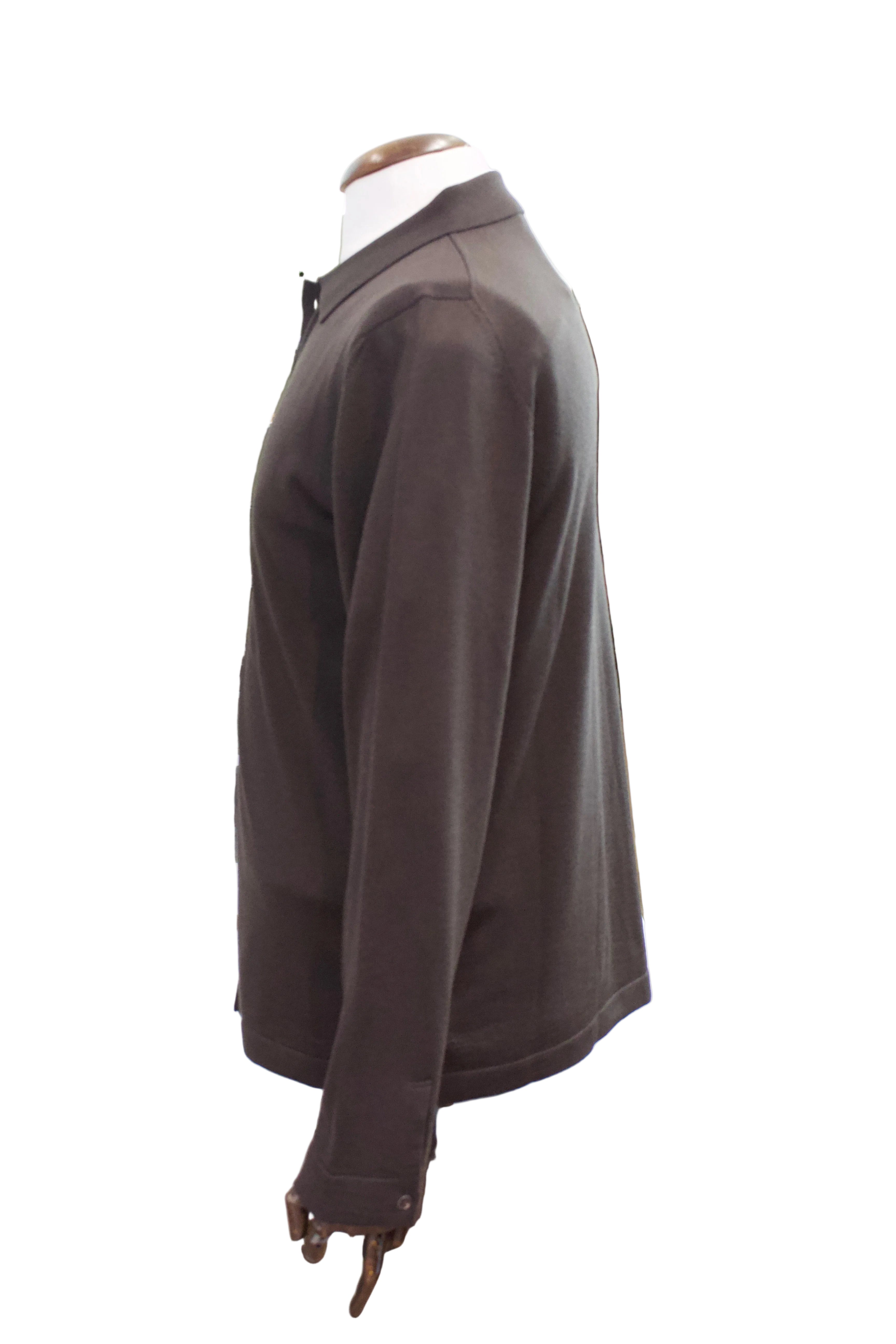 Slowear Knitted Virgin Wool Shirt, Chocolate Brown 3