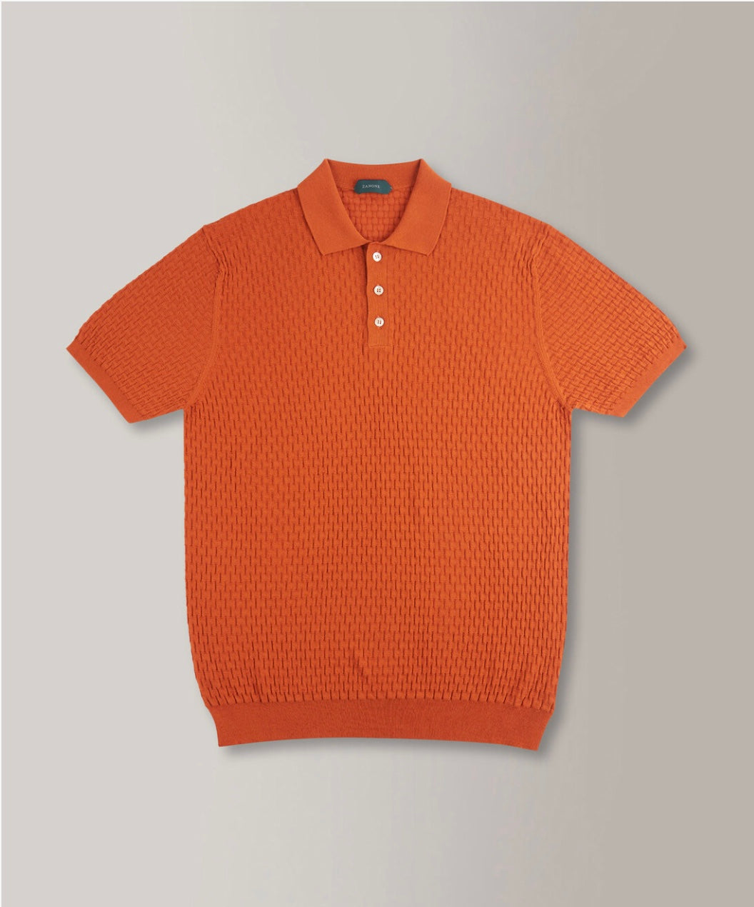 Zanone Slim-Fit Waffle design Polo-Shirt ( Burnt Orange)