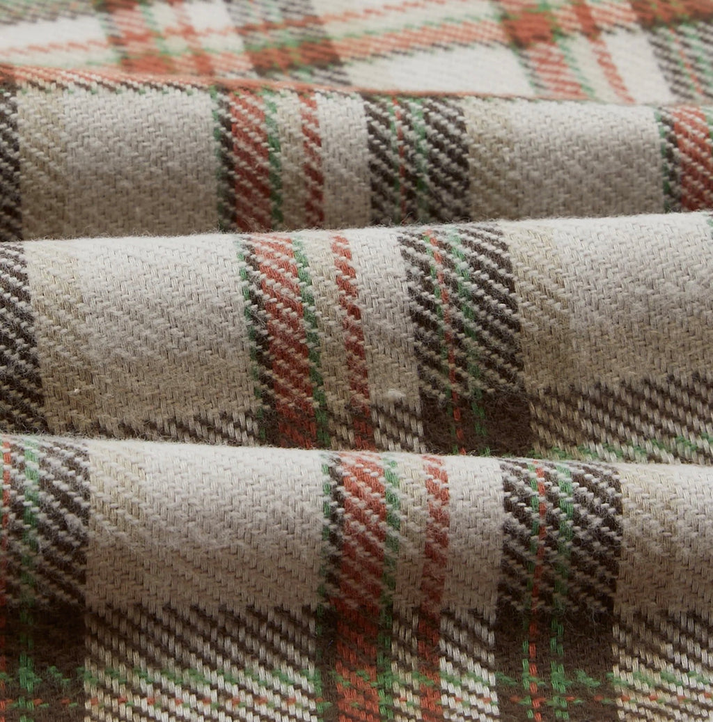 Drakes Ecru Check Cotton Two-Pocket Work Shirt