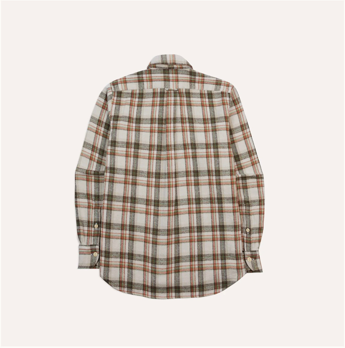Drakes Ecru Check Cotton Two-Pocket Work Shirt