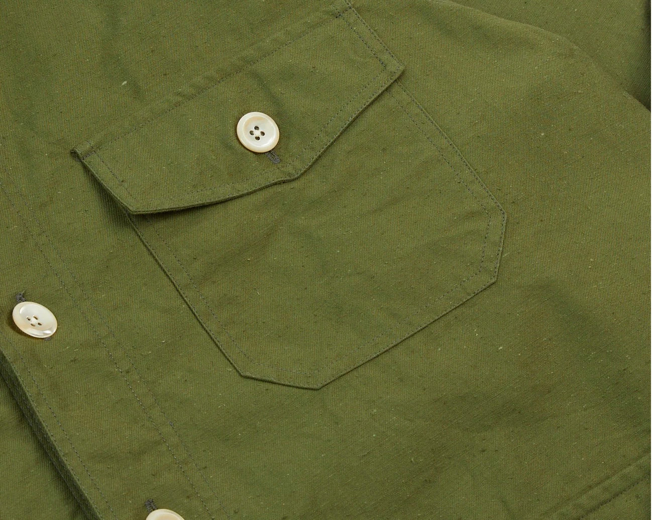 Drakes Olive Cotton Overshirt