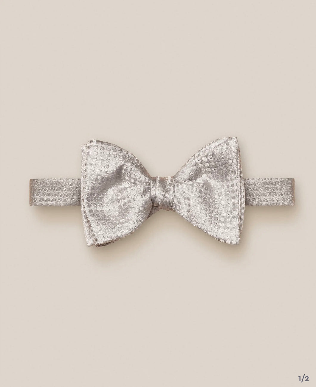 Eton Light Grey Semi Solid Jacquard Silk Bow Tie —Self Tie