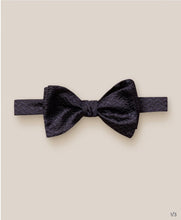 Load image into Gallery viewer, Navy Geometric Silk Bow Tie — Self Tie
