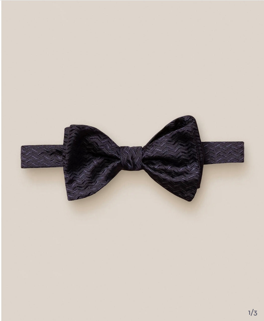 Navy Geometric Silk Bow Tie — Self Tie